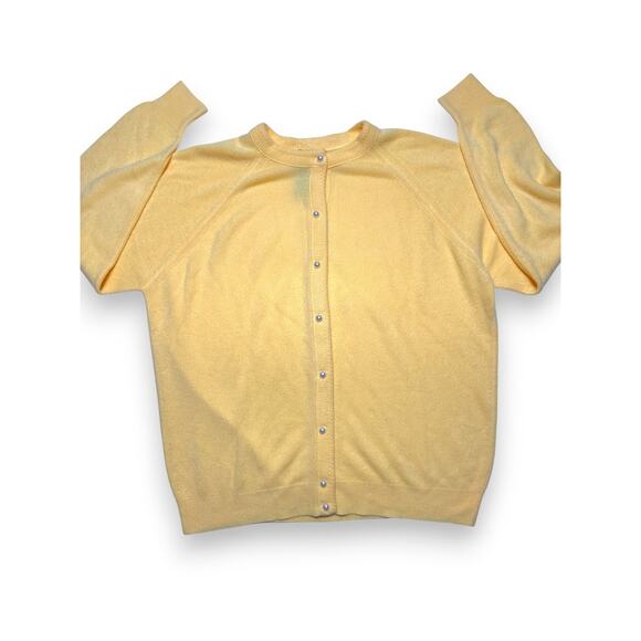 Vintage Designers Originals Luxelon Yellow Cardigan W/ Pear Buttons Size Large - Picture 3 of 8